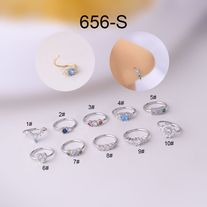 Colored Zircon Nose Rings Popular Piercing Fashion Jewelry