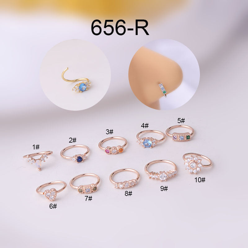 Colored Zircon Nose Rings Popular Piercing Fashion Jewelry