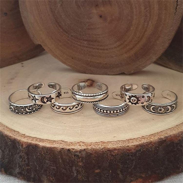 Summer Beach Alloy 7-piece Opening Toe Ring Finger Stall