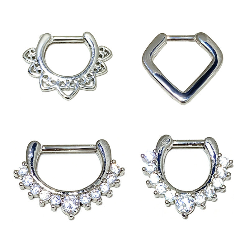 European And American Nose Rings Inlaid With Zircon
