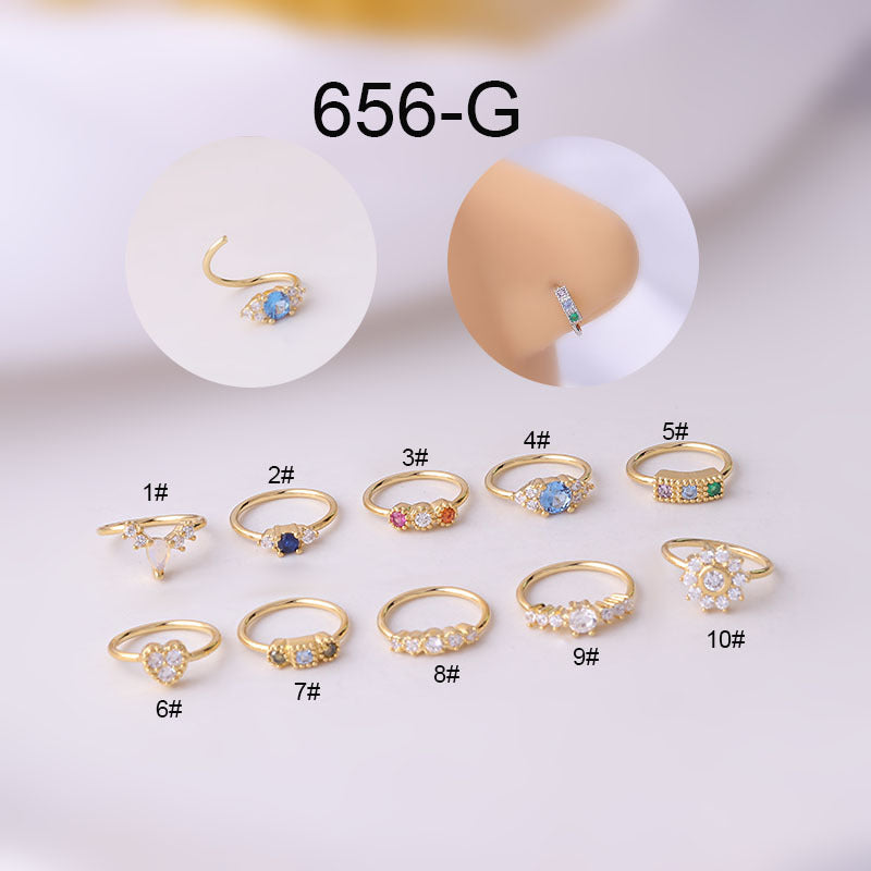 Colored Zircon Nose Rings Popular Piercing Fashion Jewelry